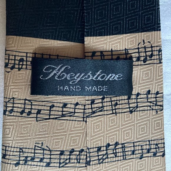 GOLD SAXOPHONE TIE Necktie Sax Music Notes Band Instrument -Keystone Hand Made - Picture 3 of 9